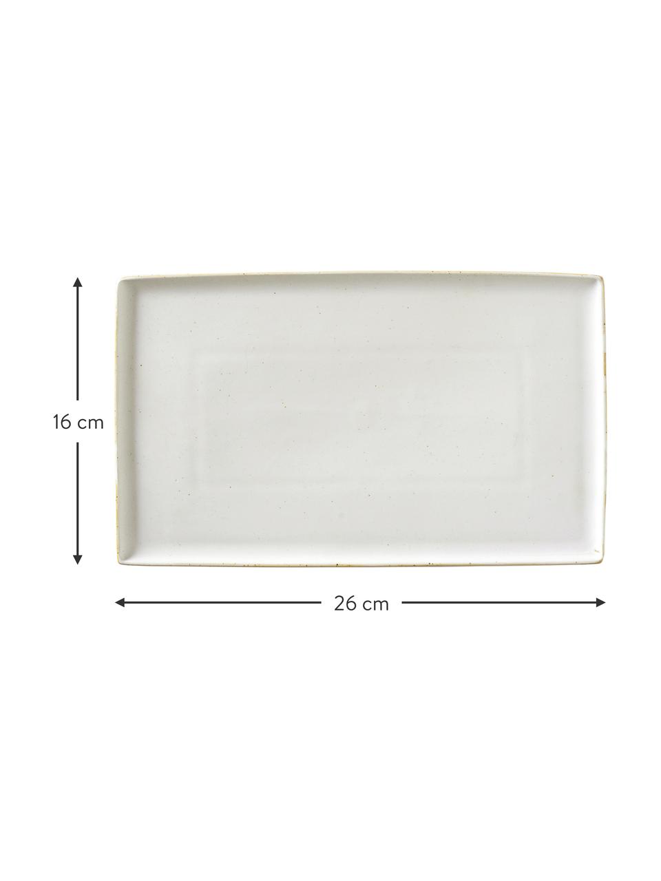 Plat de service Eli, Grès cérame, Blanc crème, beige, larg. 26 x long. 16 cm