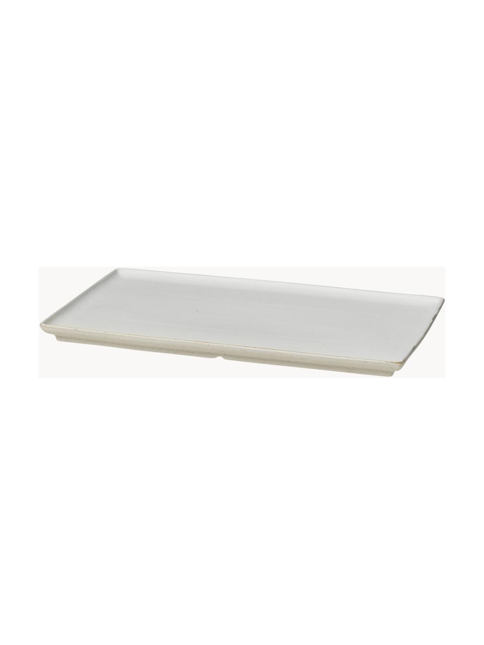 Plat de service Eli, Grès cérame, Blanc crème, beige, larg. 26 x long. 16 cm