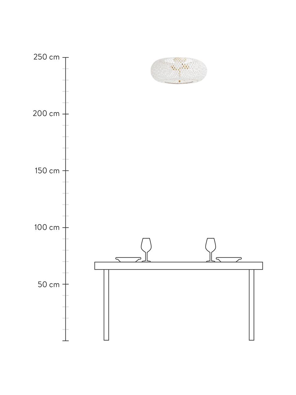 Designové stropní svítidlo z bambusu Evelyn, Bílá, zlatá, Ø 50 cm, V 20 cm