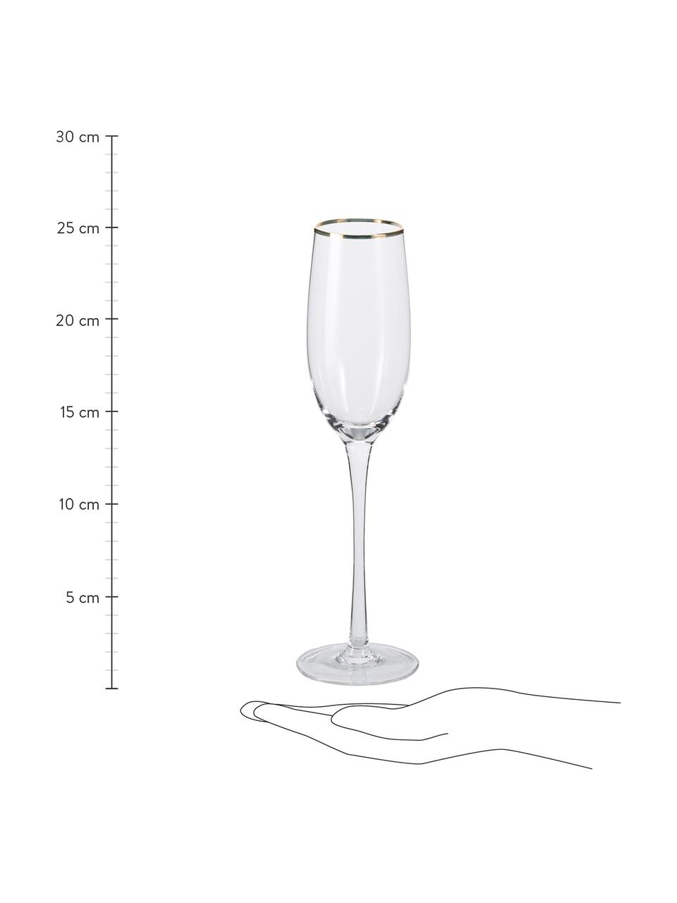 Copas flauta de champán artesanales Chloe, 4 uds., Vidrio, Transparente, Ø 7 x Al 25 cm