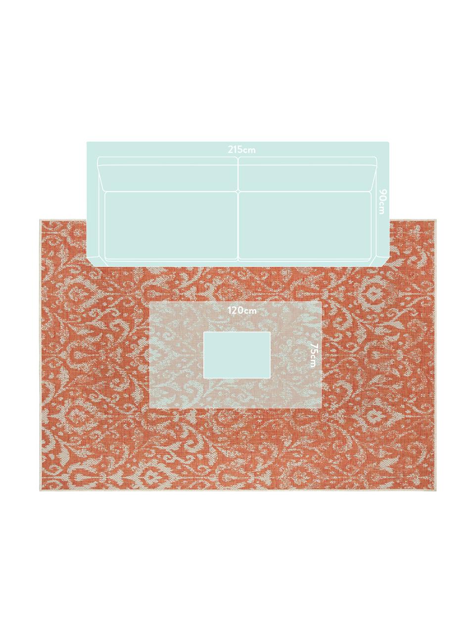 In- & Outdoor-Teppich Hatta im Vintage Look in Orange/Beige, 100% Polypropylen, Orangenrot, Beige, B 200 x L 290 cm (Grösse L)