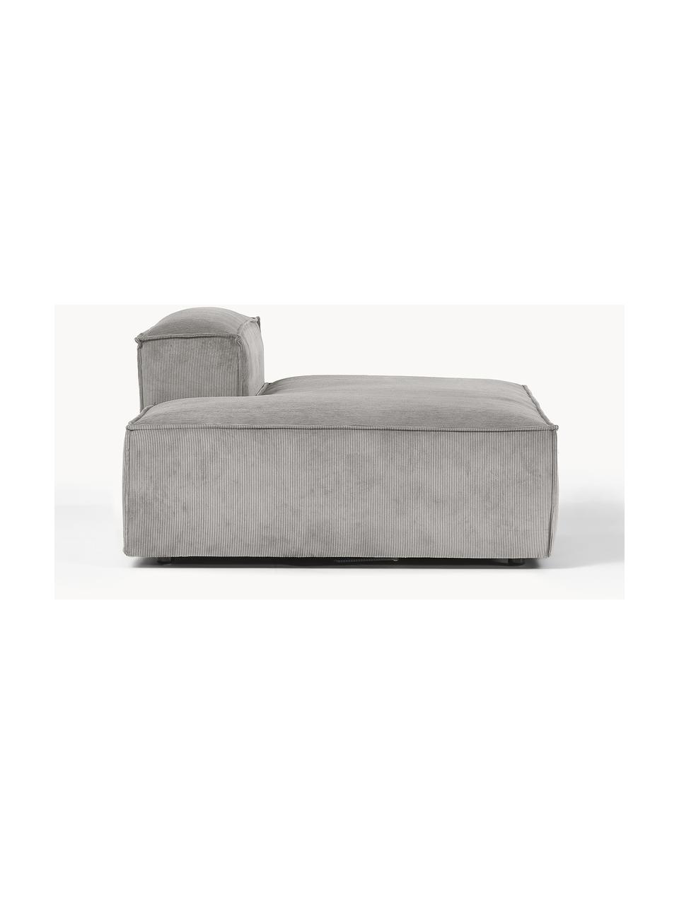 Diván modular de pana Lennon, Tapizado: pana (92% poliéster, 8% p, Estructura: madera de pino maciza, ma, Patas: plástico, Pana gris, An 150 x F 123 cm, respaldo derecho