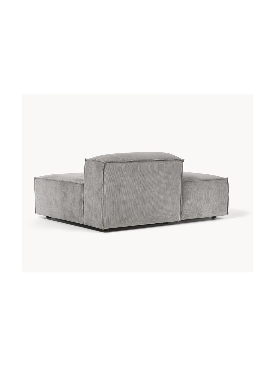 Diván modular de pana Lennon, Tapizado: pana (92% poliéster, 8% p, Estructura: madera de pino maciza, ma, Patas: plástico, Pana gris, An 150 x F 123 cm, respaldo derecho