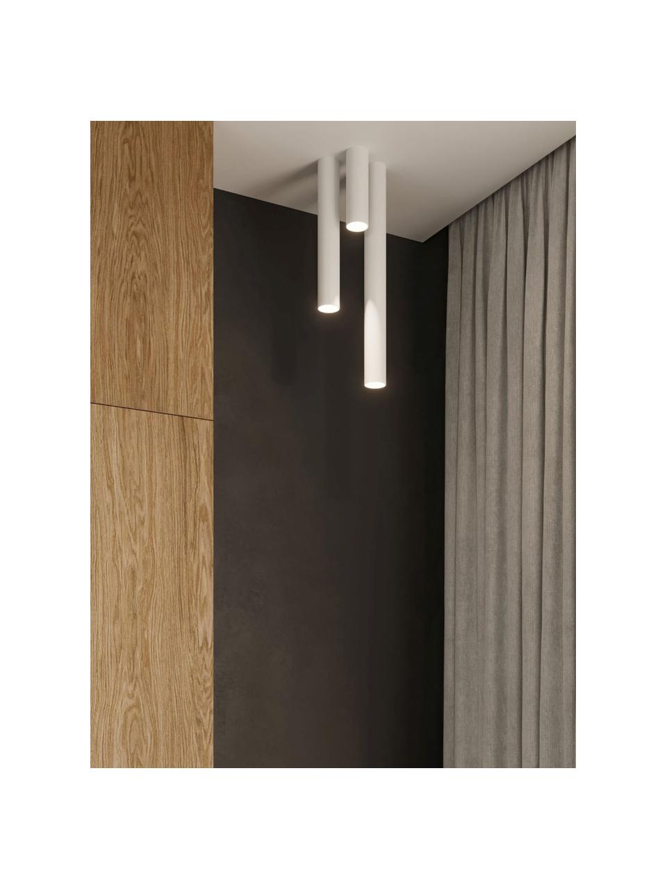 Faretto da soffitto Castro, alt. 60 cm, Acciaio rivestito, Bianco opaco, Ø 6 x Alt. 60 cm