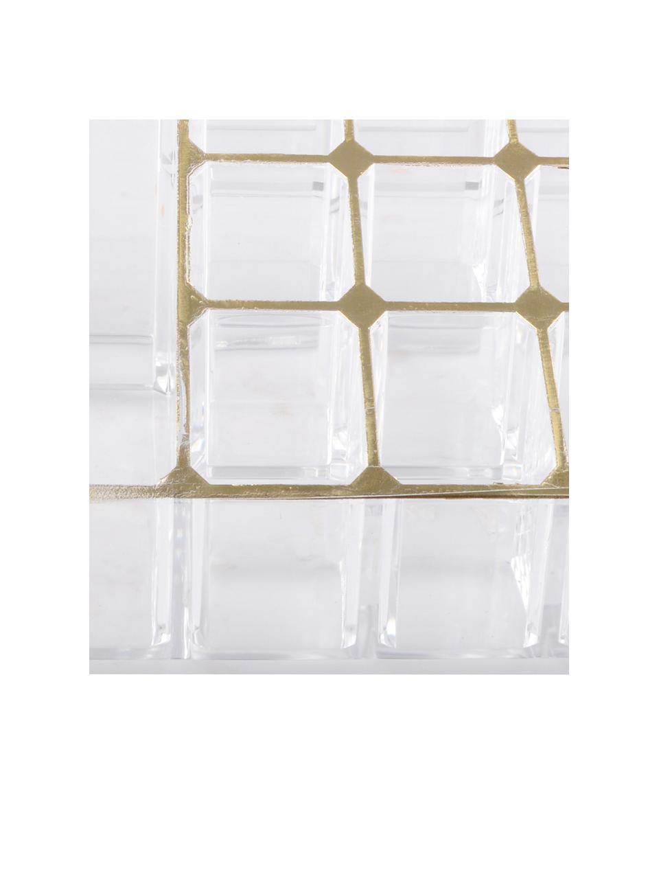 Kosmetik-Organizer Malla, Kunststoff, Transparent, Goldfarben, 22 x 8 cm