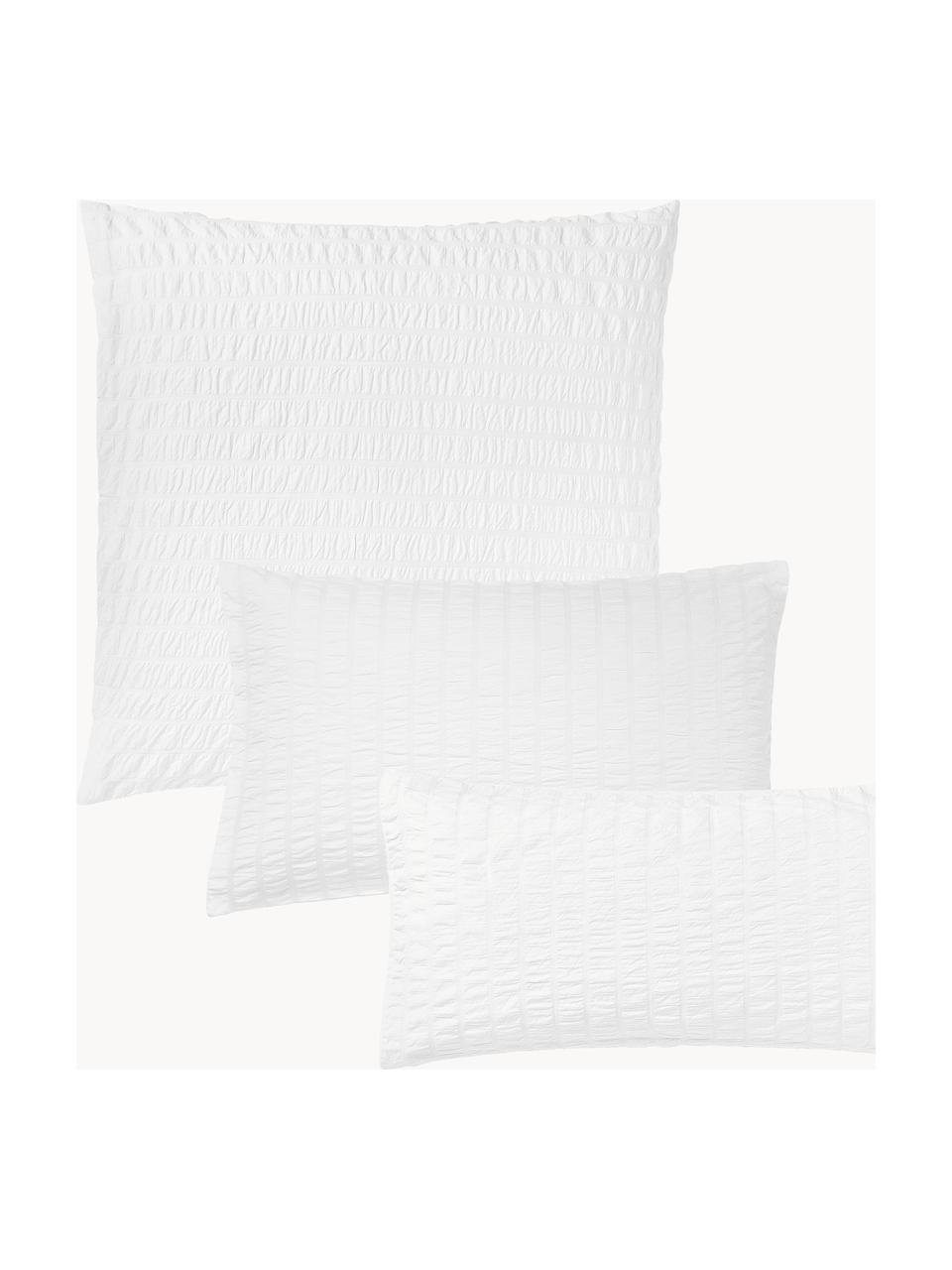 Taie d'oreiller en coton réversible Esme, Blanc, larg. 50 x long. 70 cm
