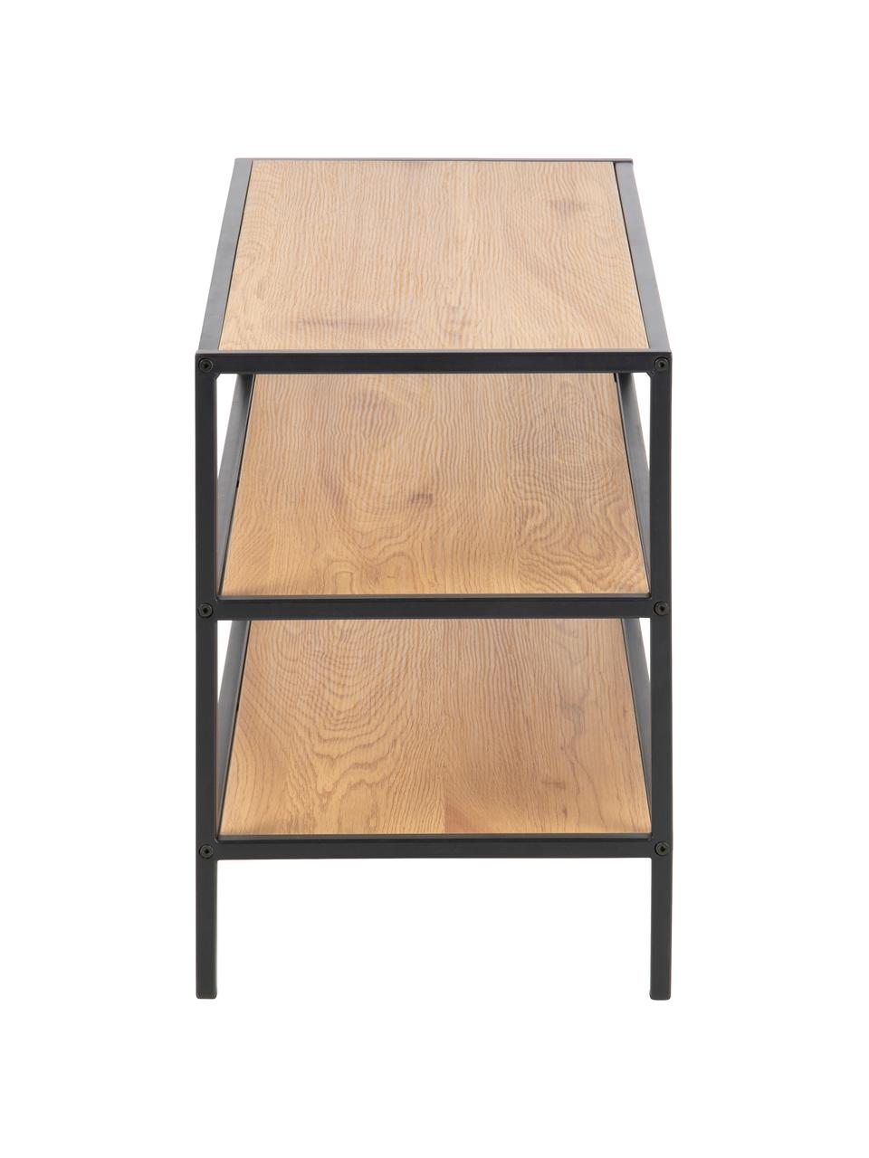 Schoenenrek Seaford van hout en metaal, Frame: gepoedercoat metaal, Wild eikenhout, B 77 x H 50 cm