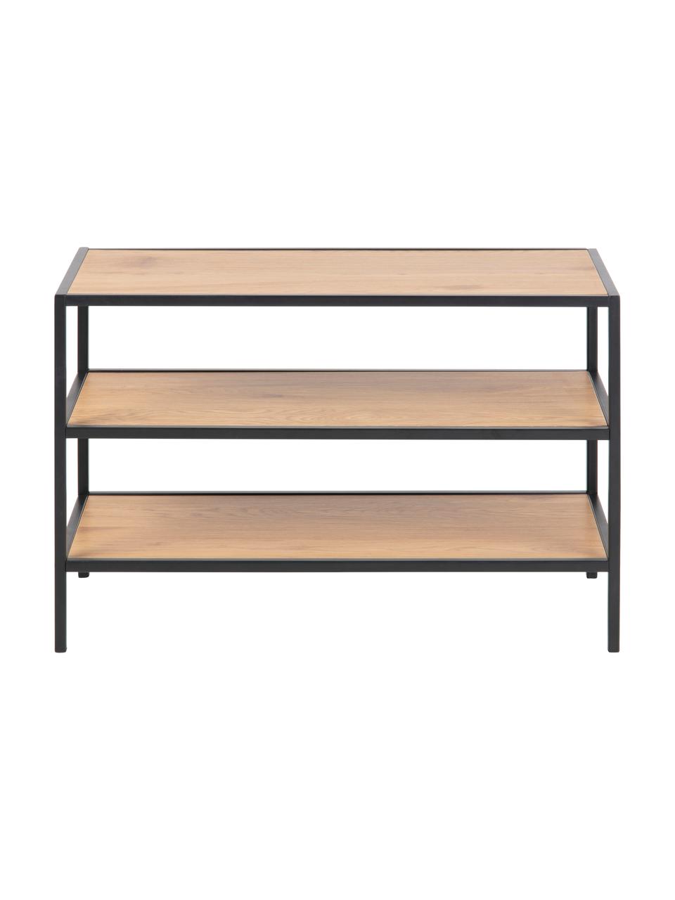 Schuhregal Seaford, Einlegeböden: Mitteldichte Holzfaserpla, Gestell: Metall, pulverbeschichtet, Holzoptik, Schwarz, B 77 x H 50 cm