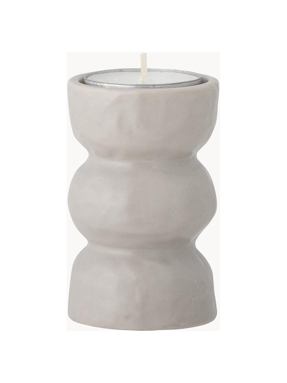 Kameninový svícen na čajovou svíčku s nepravidelným povrchem Imilia, Kamenina, Tlumeně bílá, Ø 5 cm, V 8 cm
