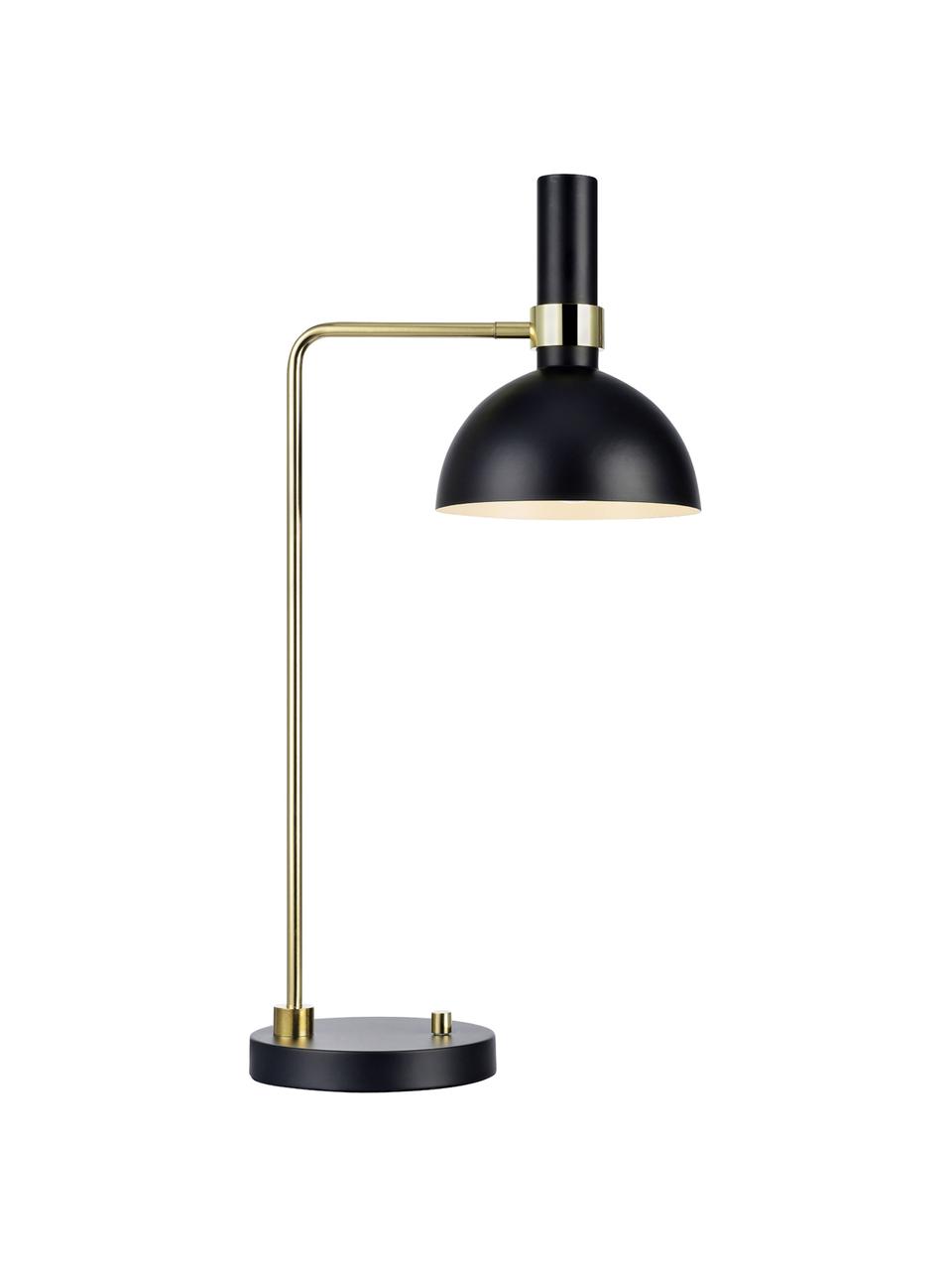 Dimbare XL-tafellamp Larry, Lampvoet: messing, Zwart, messingkleurig, 33 x 65 cm