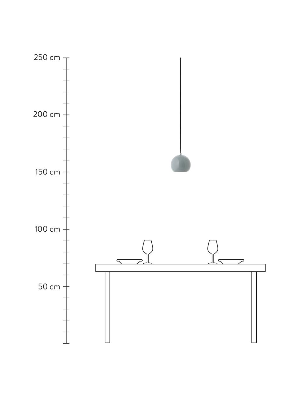 Kleine Kugel-Pendelleuchte Ball, Lampenschirm: Metall, beschichtet, Baldachin: Metall, beschichtet, Blaugrau, Ø 18 x H 16 cm