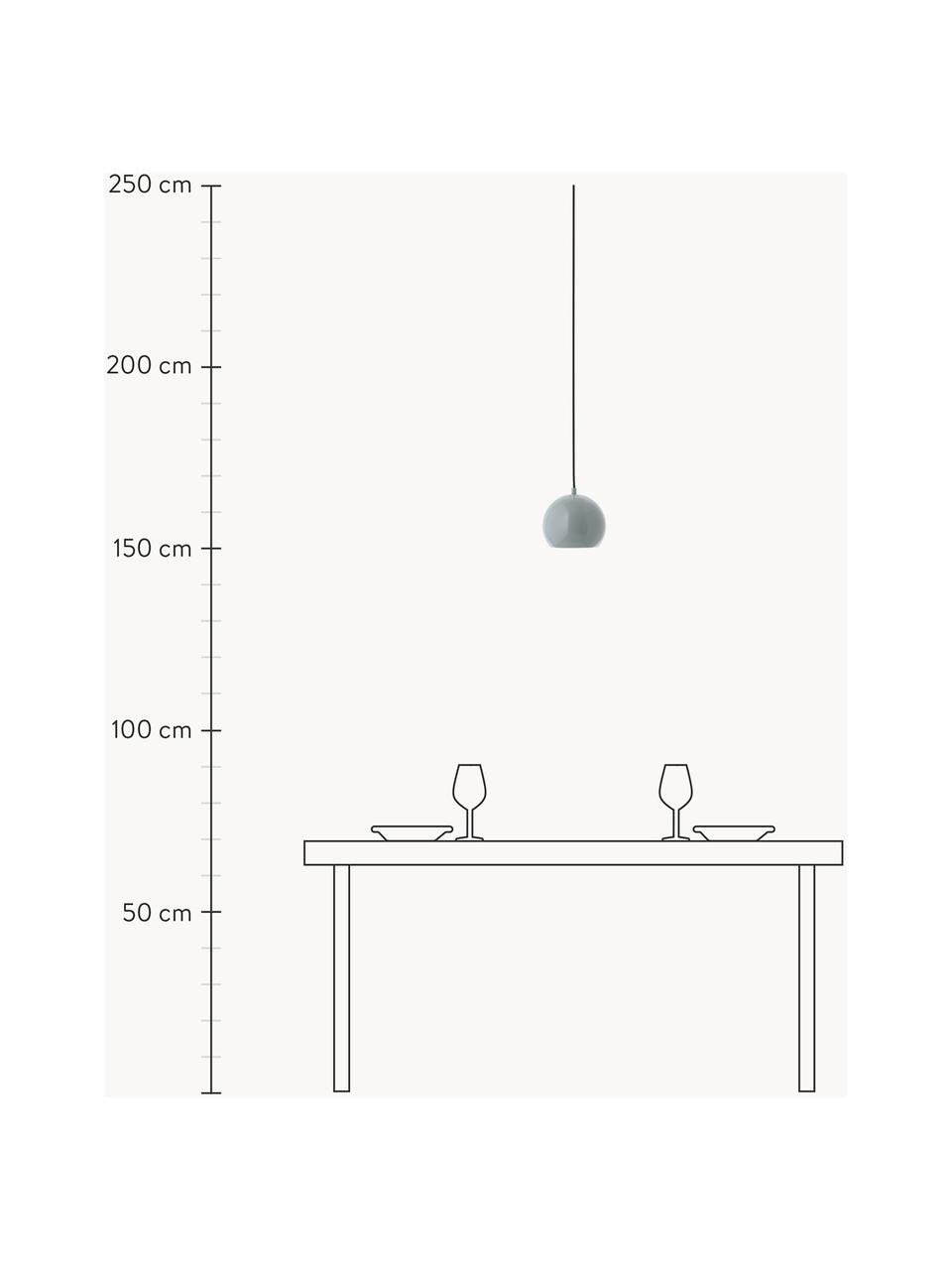 Kleine bolvormige hanglamp Ball, Lampenkap: gecoat metaal, Grijsblauw, Ø 18 x H 16 cm