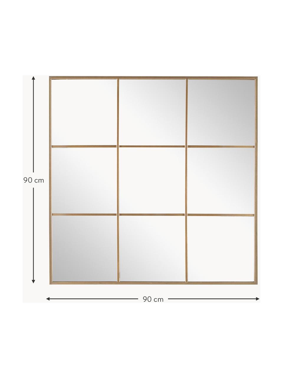 Lustro ścienne z metalu Nucleos, Odcienie złotego, S 90 x W 90 cm