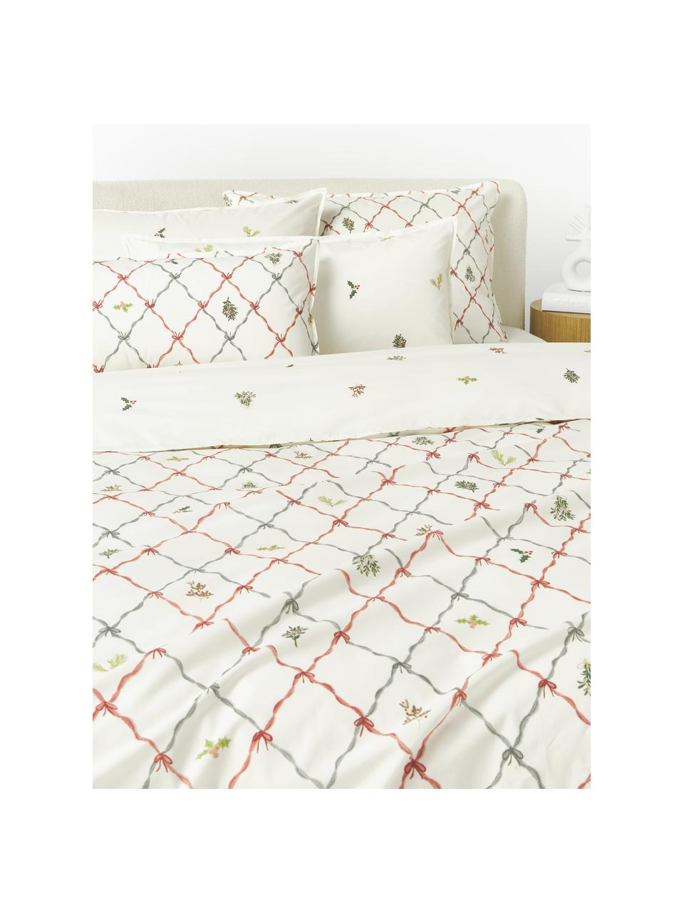 Funda de almohada de percal de cara doble Twigs, Off White, multicolor, An 45 x L 110 cm