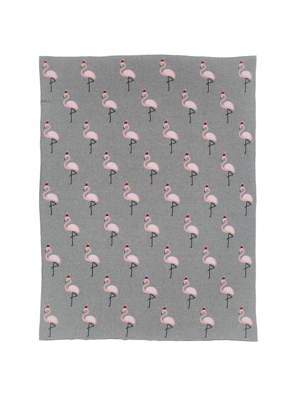 Plaid en tricot à faces distinctes Flamingo, Gris, multicolore