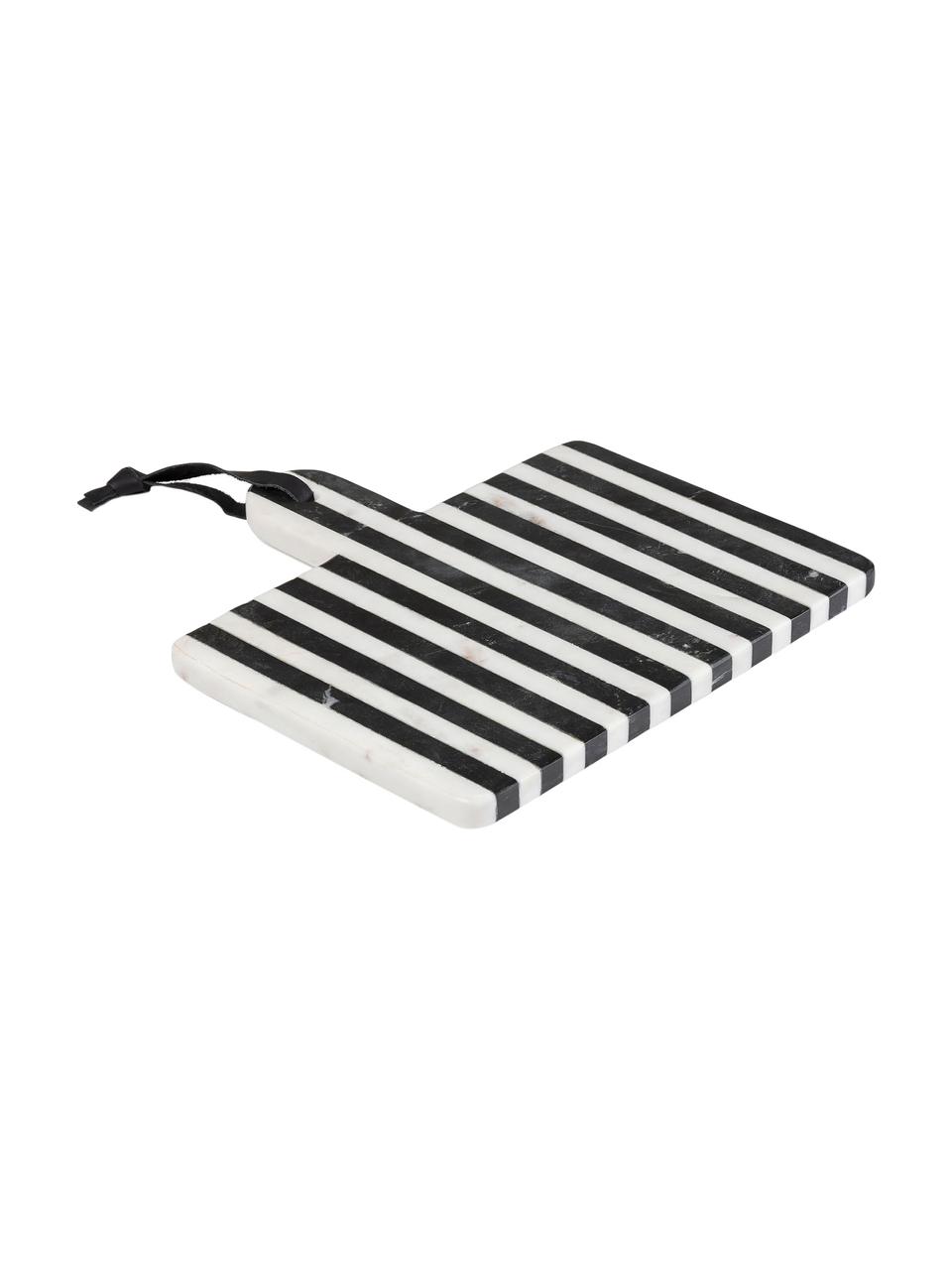 Marmeren snijplank Bergman in zwart/wit, Keramiek, marmer, kunstleer, Zwart, wit, 25 x 25 cm