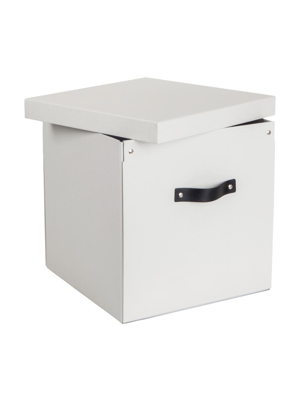 Aufbewahrungsbox Logan, Box: fester, laminierter Karto, Griff: Leder, Greige, B 32 x H 31 cm