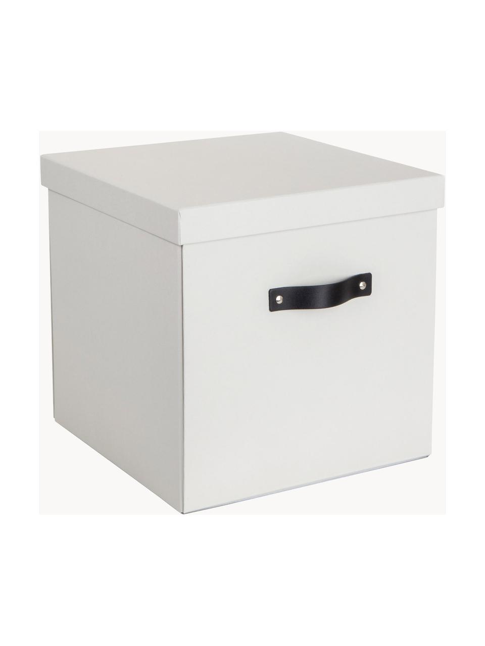 Aufbewahrungsbox Logan, Box: fester, laminierter Karto, Griff: Leder, Weiß, B 32 x T 32 cm