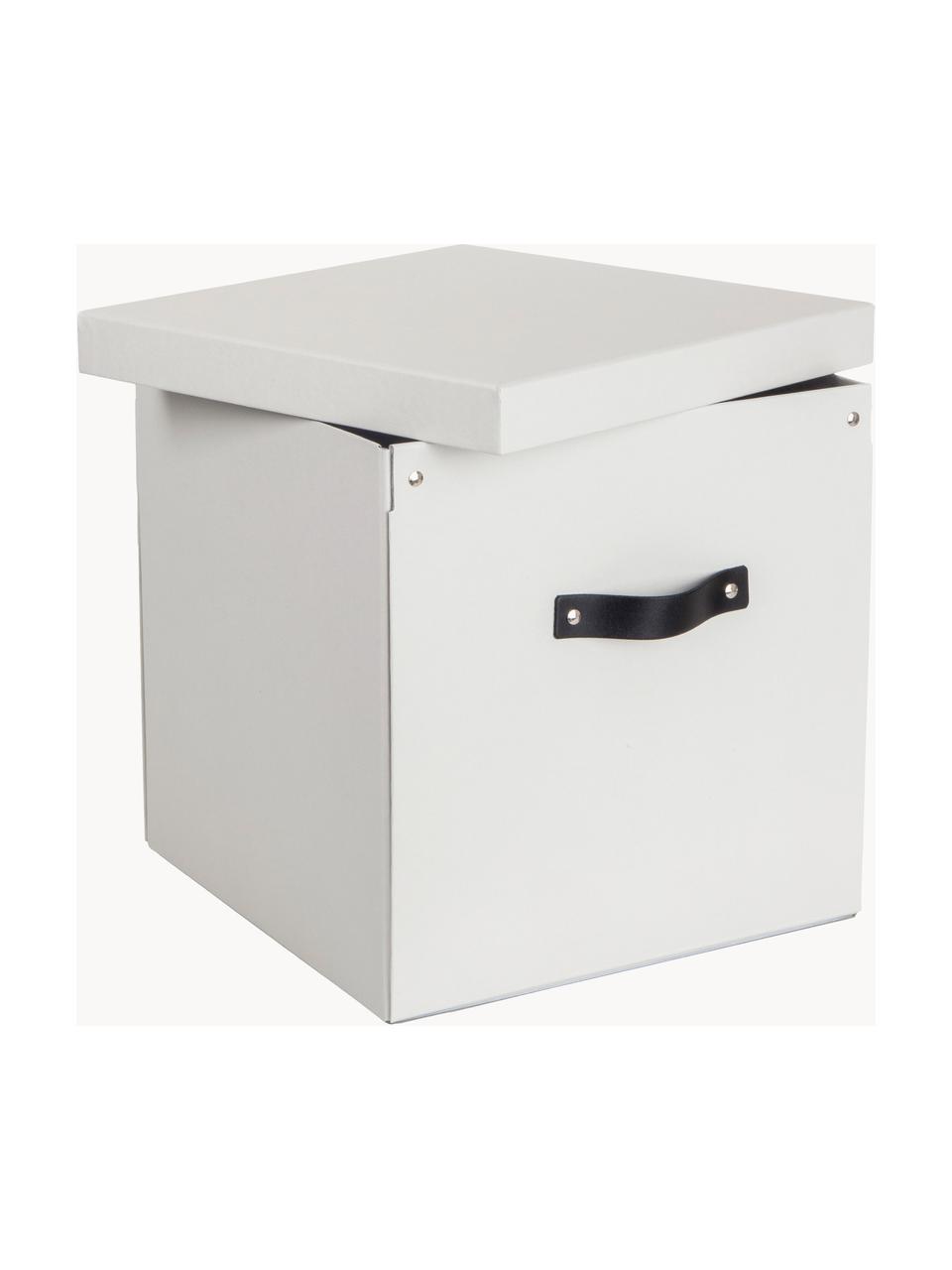 Caja Logan, Caja: cartón macizo laminado, Asa: cuero, Blanco, L 32 x An 32 cm