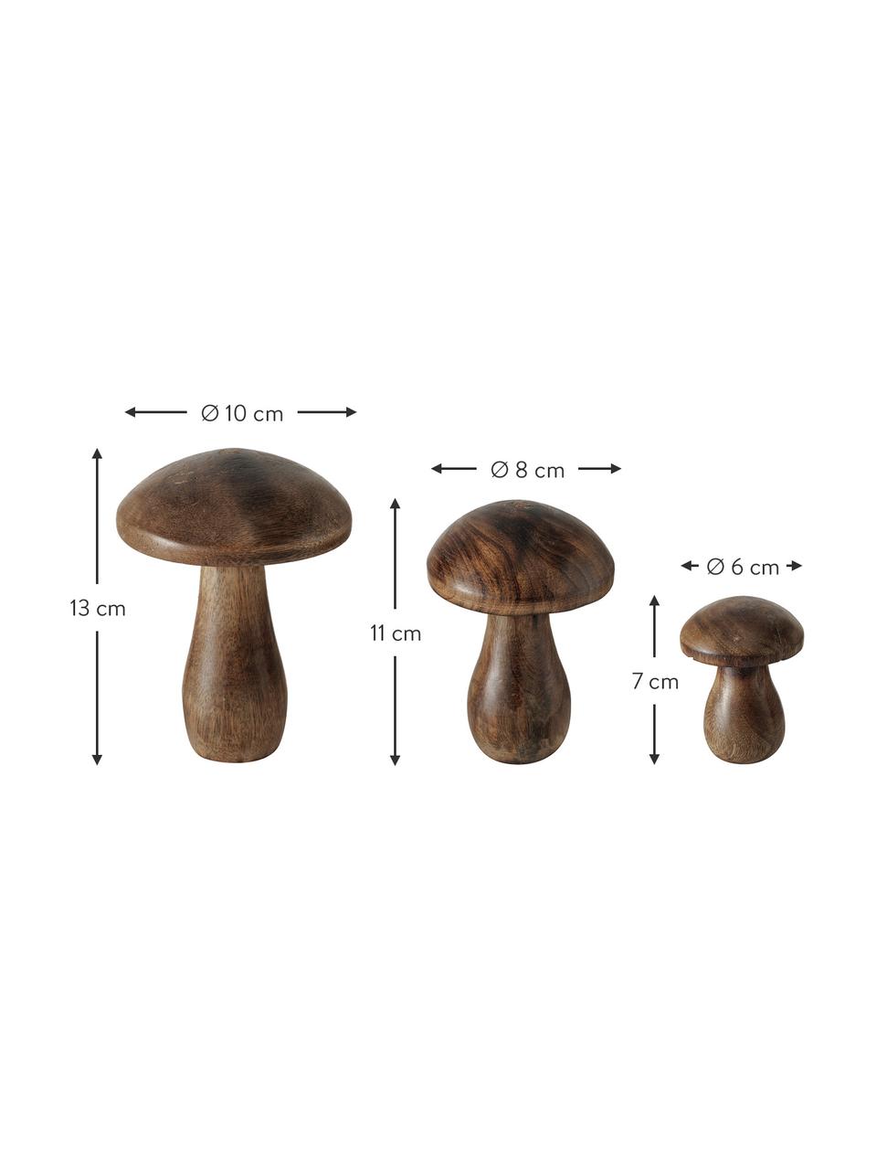 Champignons décoratifs en bois Terjol, 3 élém., Bois, Brun, Lot de différentes tailles