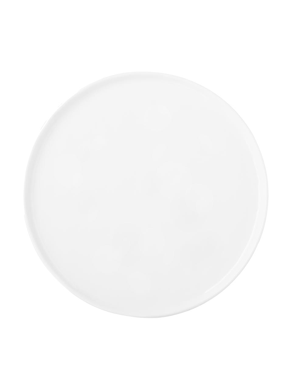 Assiette plate à surface inégale Porcelino, 4 pièces, Porcelaine de forme intentionnellement inégale, Blanc, Ø 27 cm