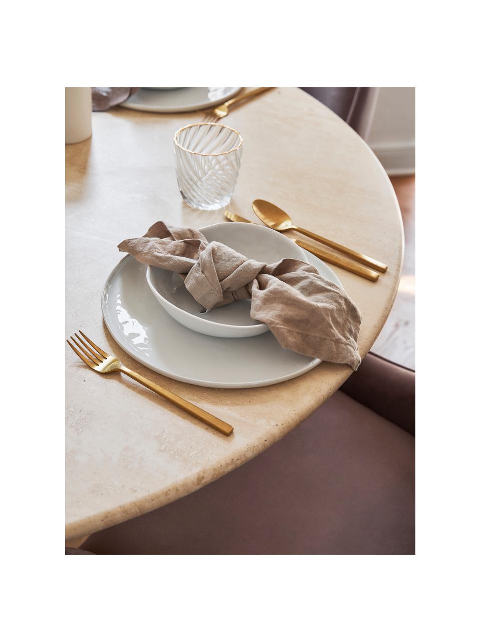 Platos llanos con superficie irregular Porcelino, 4 uds., Porcelana con forma intencionalmente desigual, Blanco, Ø 27 cm