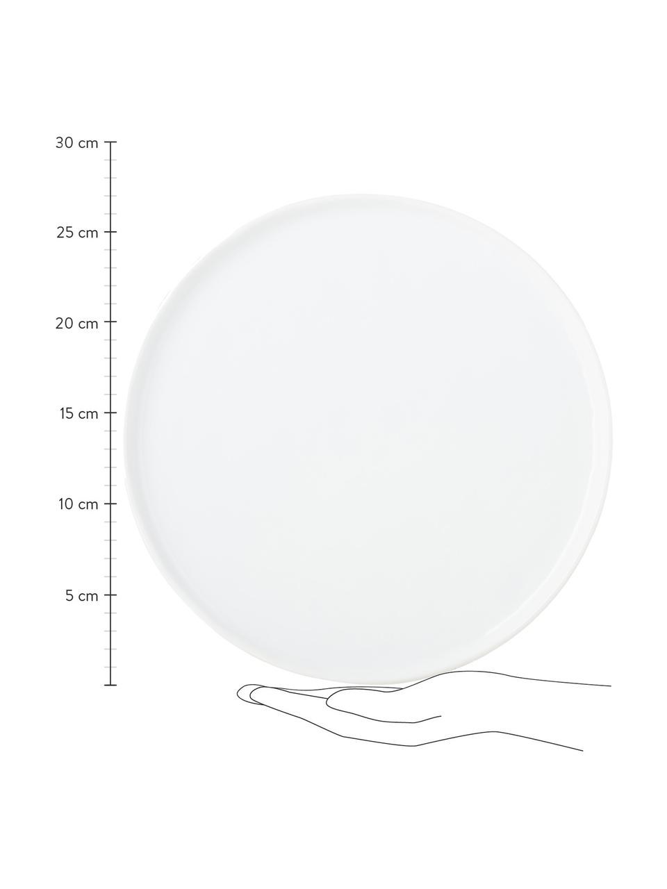 Assiette plate à surface inégale Porcelino, 4 pièces, Porcelaine de forme intentionnellement inégale, Blanc, Ø 27 cm