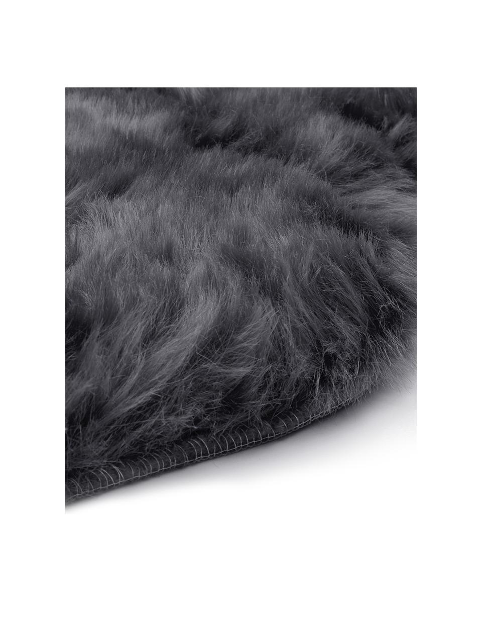 Fourrure synthétique lisse Mathilde, Anthracite, larg. 60 x long. 90 cm