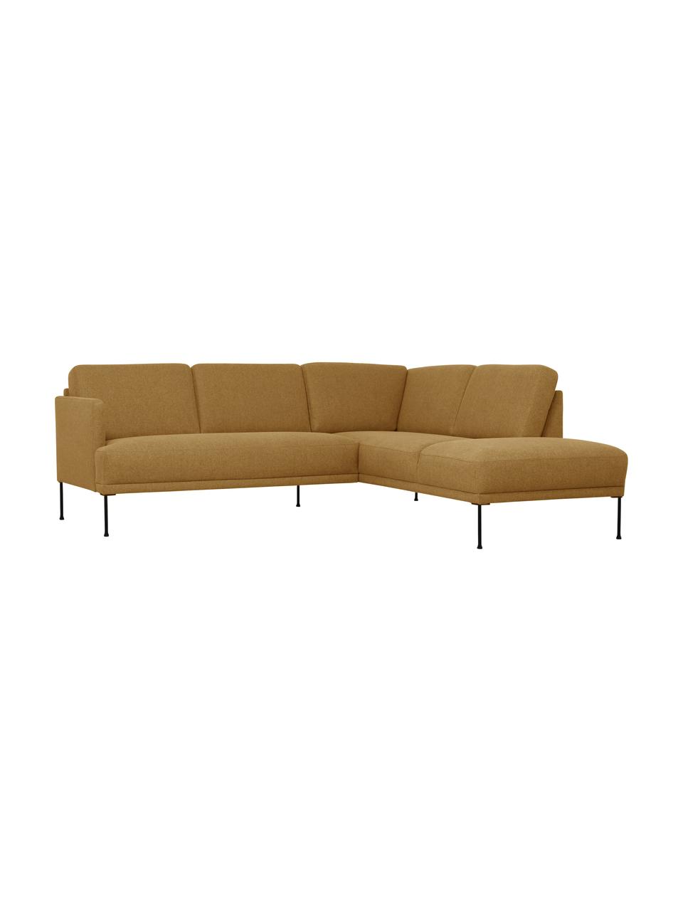 Sofá rinconera Fluente, Tapizado: 100% poliéster Alta resis, Estructura: madera de pino maciza con, Patas: metal con pintura en polv, Tejido mostaza, An 221 x F 200 cm, chaise longue derecha