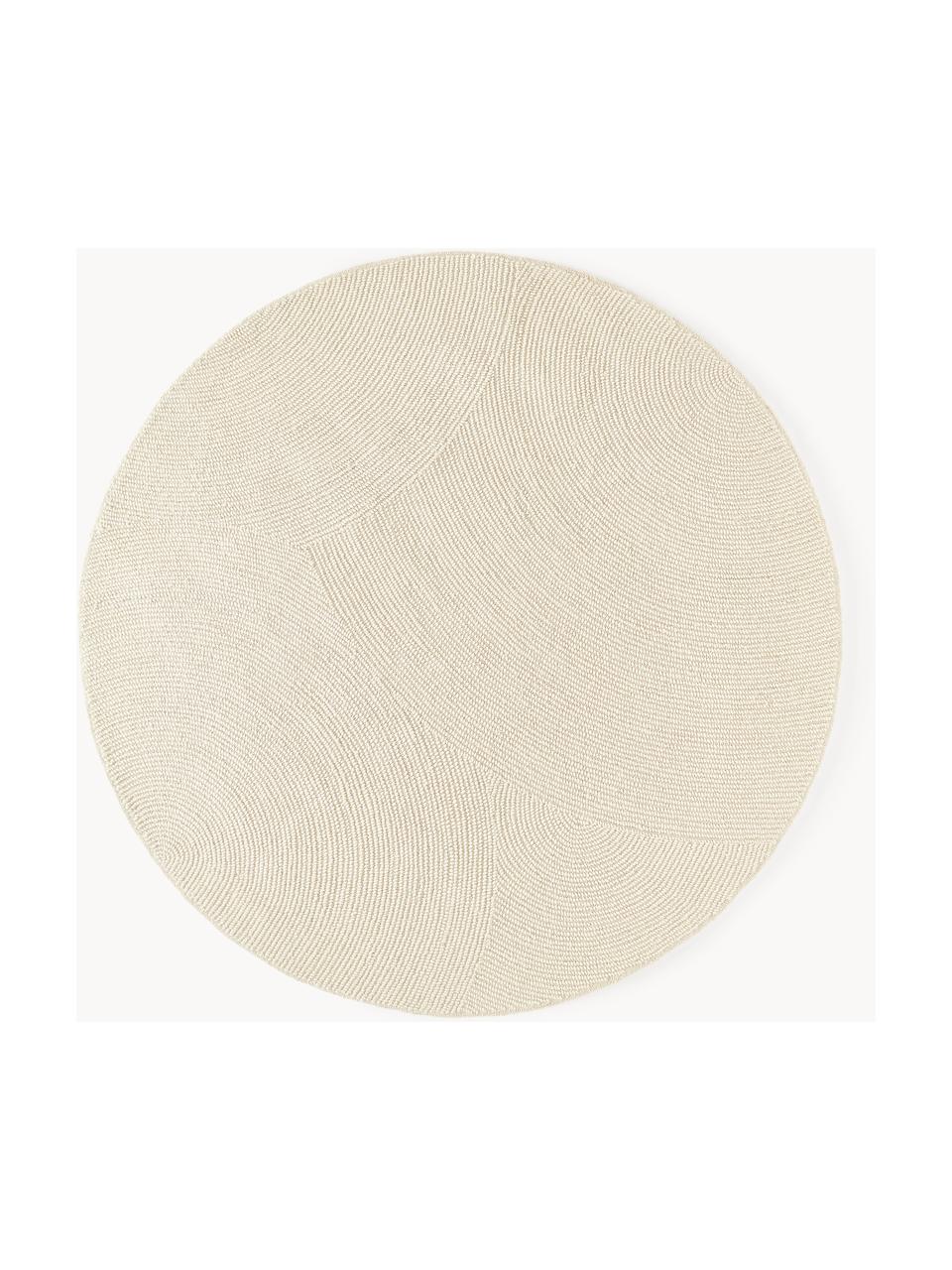 Tapis rond en laine tufté main Eleni, 100 % laine, certifiée RWS

Les tapis en laine peuvent perdre des fibres lors des premières semaines et des peluches peuvent se former, ce phénomène est naturel et diminue à mesure de votre usage et du temps, Blanc cassé, Ø 120 cm (taille S)