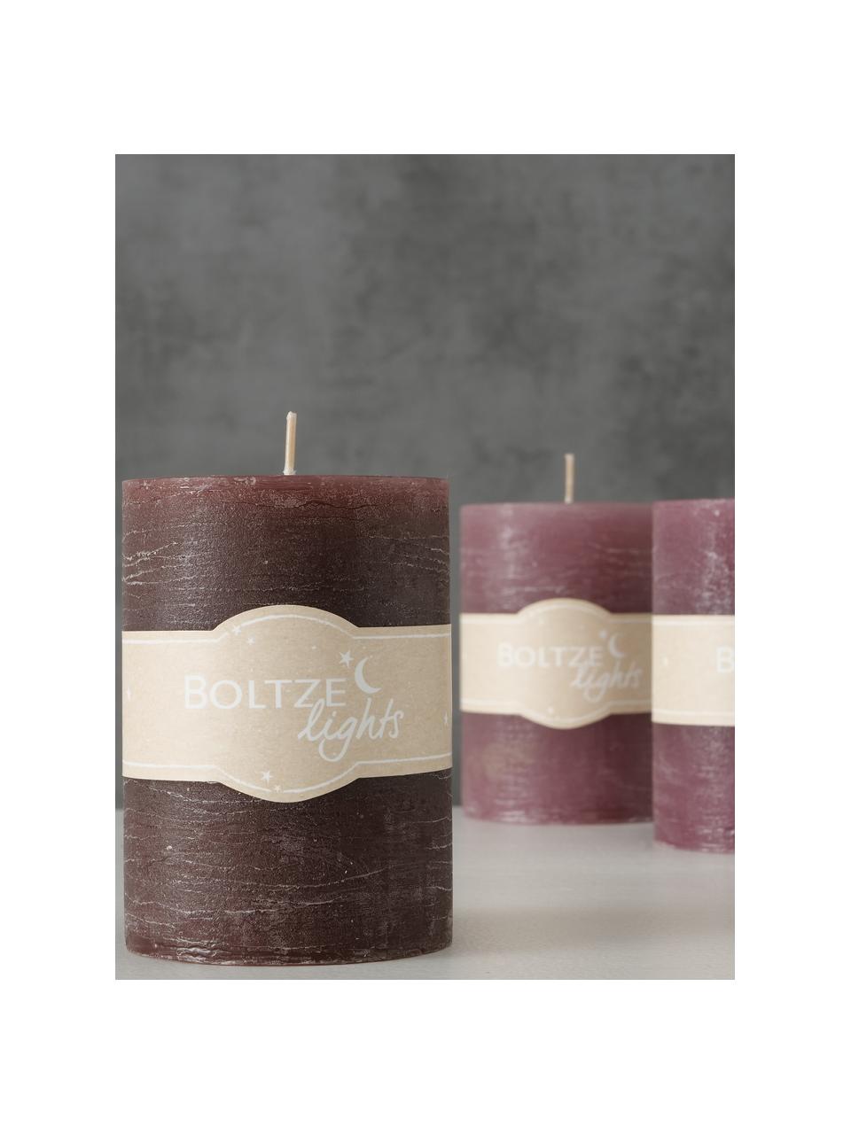 Set de velas Trent, 3 uds., Cera, Tonos rosas y lilas, Ø 7 x Al 10 cm