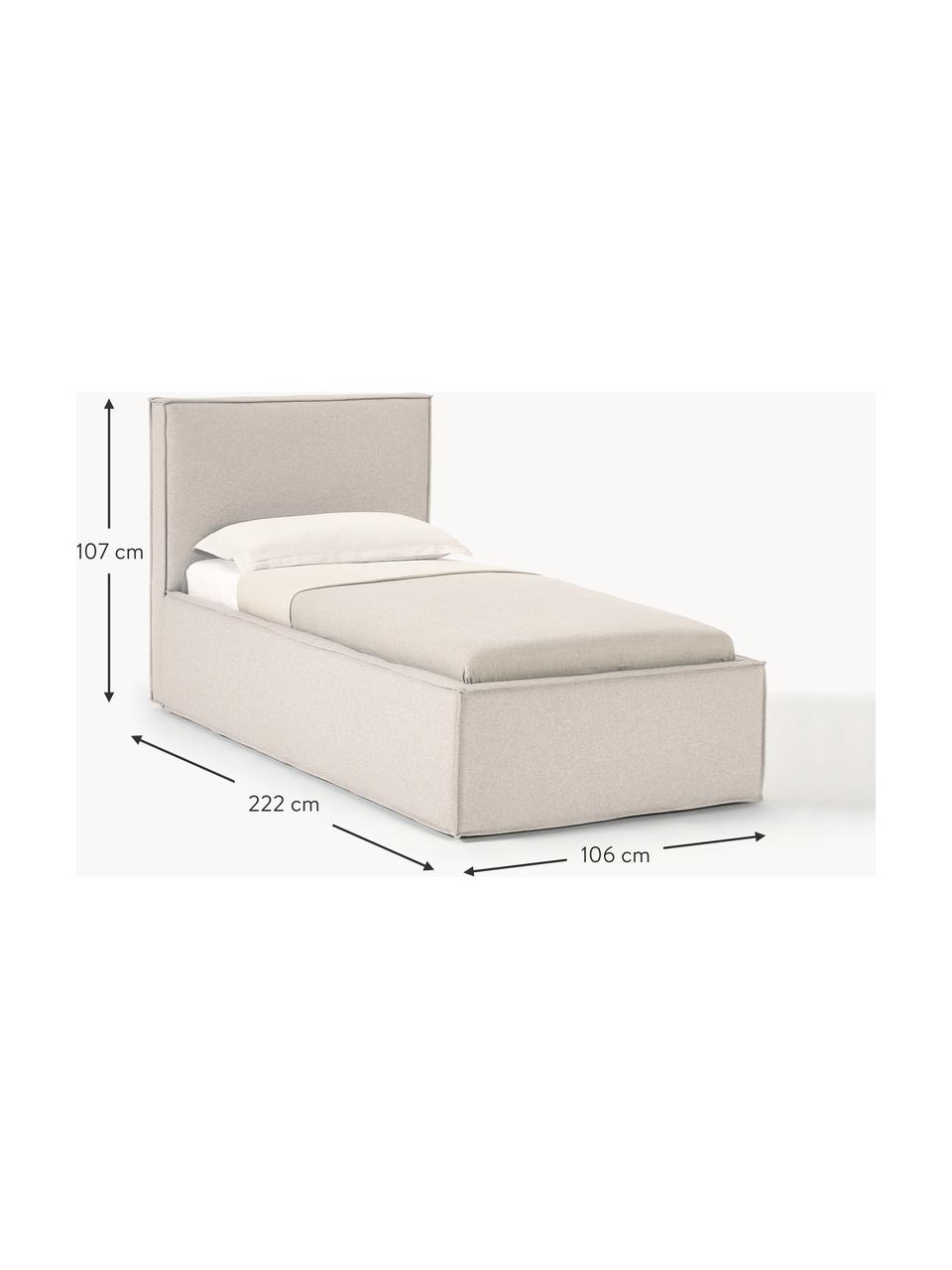 Einzelbett Dream, Bezug: Polyester (Strukturstoff), Korpus: Massives Kiefernholz, FSC, Webstoff Hellbeige, B 90 x L 200 cm