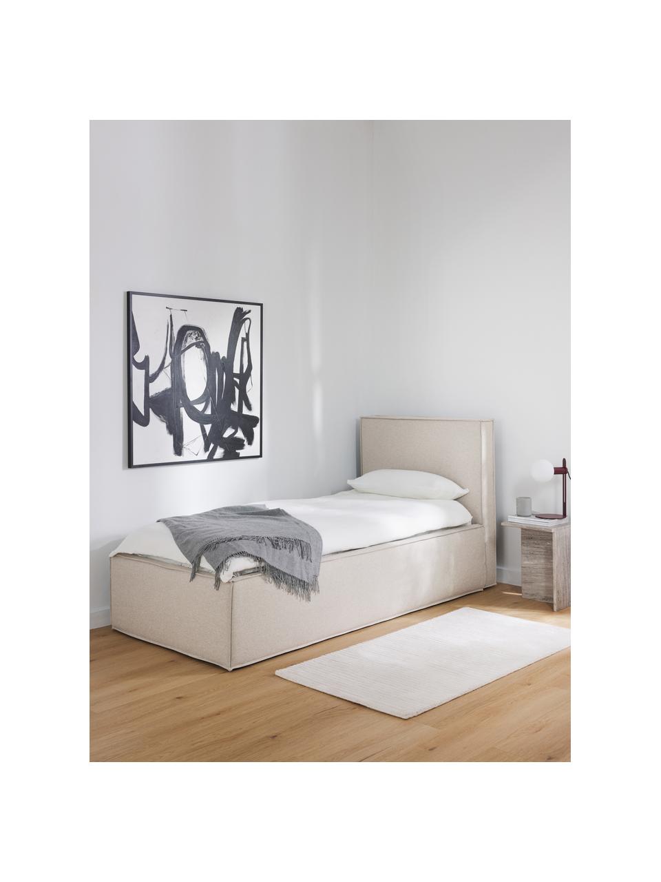 Einzelbett Dream, Bezug: Polyester (Strukturstoff), Korpus: Massives Kiefernholz, FSC, Webstoff Hellbeige, B 90 x L 200 cm