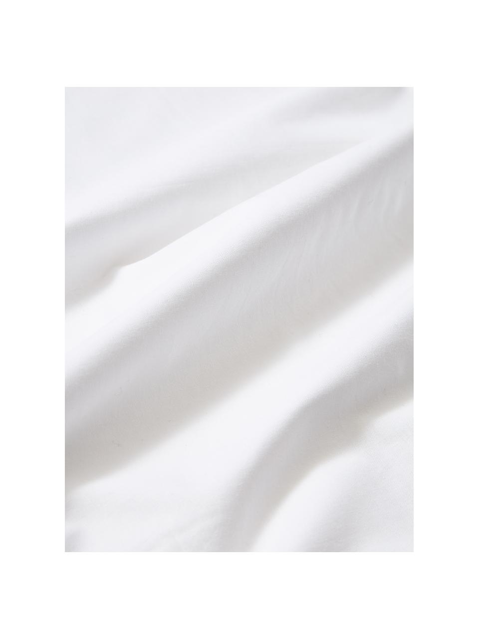 Housse de couette en percale de coton avec broderie et volants Dina, Blanc, rouge, larg. 200 x long. 200 cm