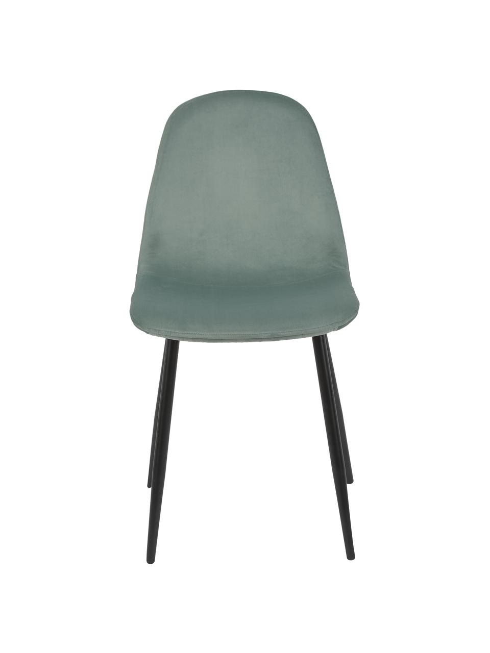 Chaise en velours rembourrée Karla, 2 pièces, Velours vert sauge, larg. 44 x prof. 53 cm