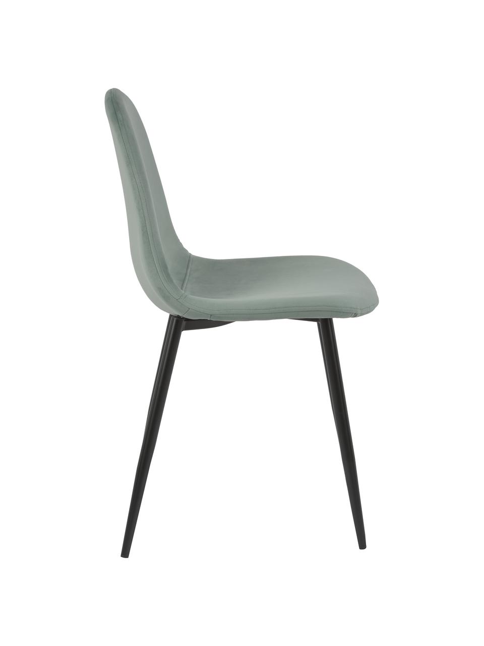 Chaise en velours rembourrée Karla, 2 pièces, Velours vert sauge, larg. 44 x prof. 53 cm