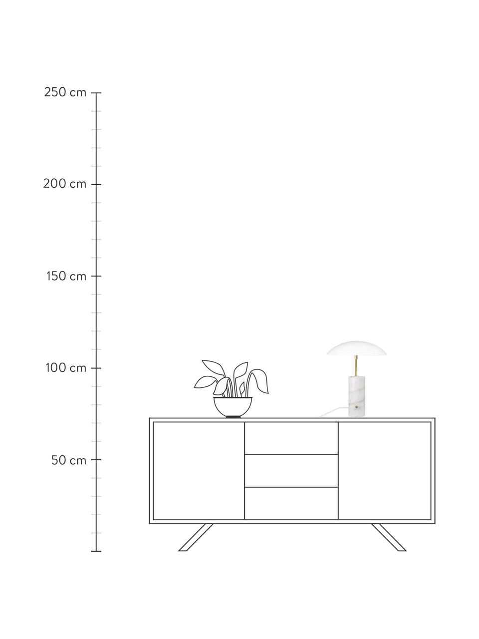 Lámpara de mesa de mármol Mademoiselles, Estructura: metal cepillado, Cable: cubierto en tela, Mármol blanco, latón, Ø 32 x Al 42 cm