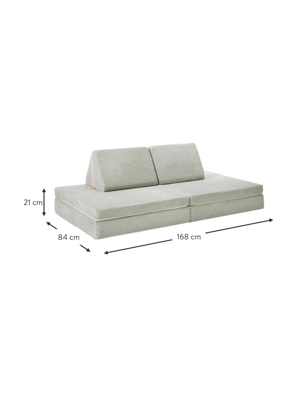 Ręcznie wykonana dziecięca sofa modułowa ze sztruksu Mila, Tapicerka: sztruks (100% poliester), Szałwiowy zielony sztruks, S 168 x G 84 cm