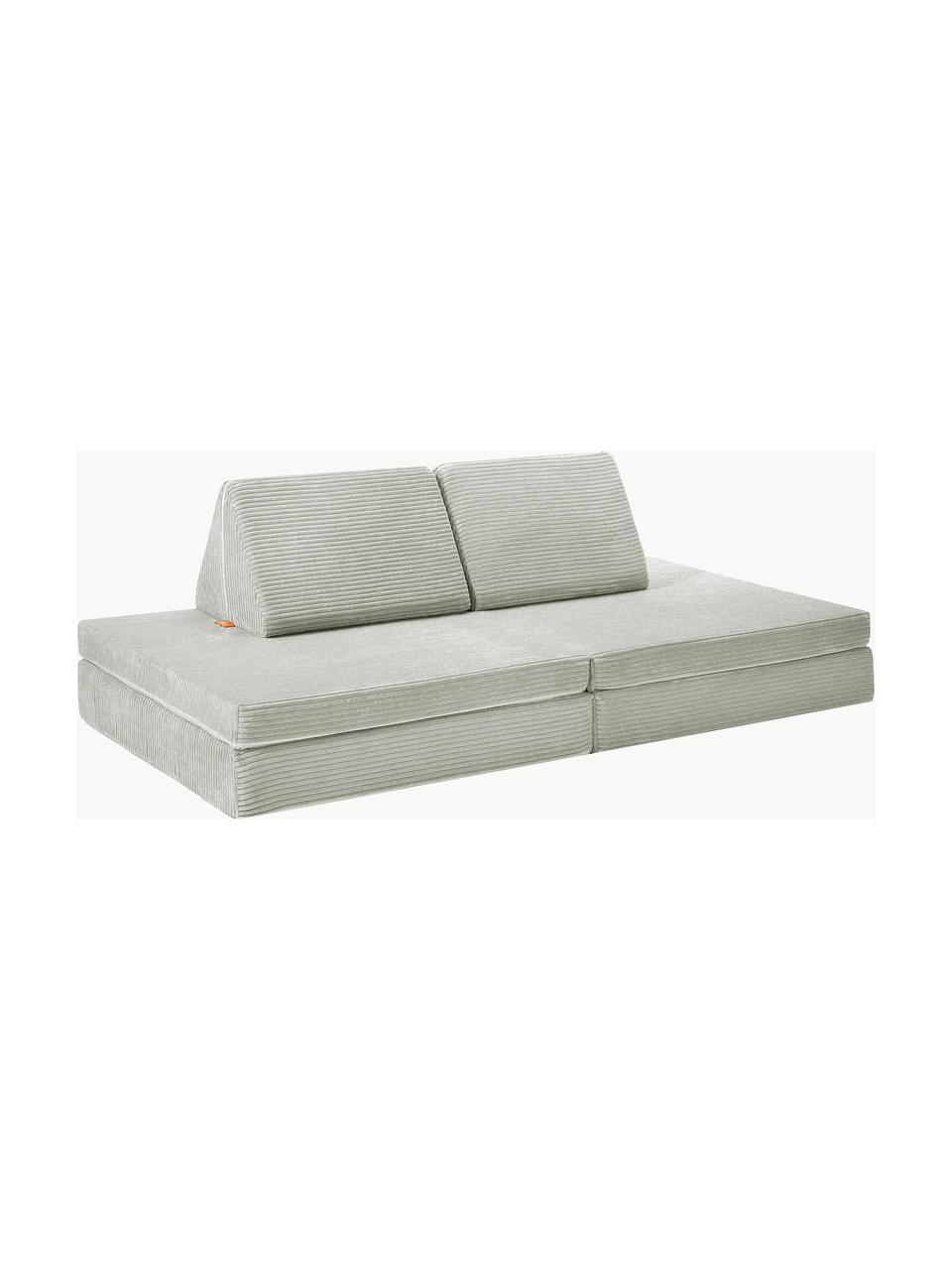 Modulares Kinder-Spielsofa Mila aus Cord, handgefertigt, Bezug: Cord (100 % Polyester) De, Cord Salbeigrün, B 168 x T 84 cm