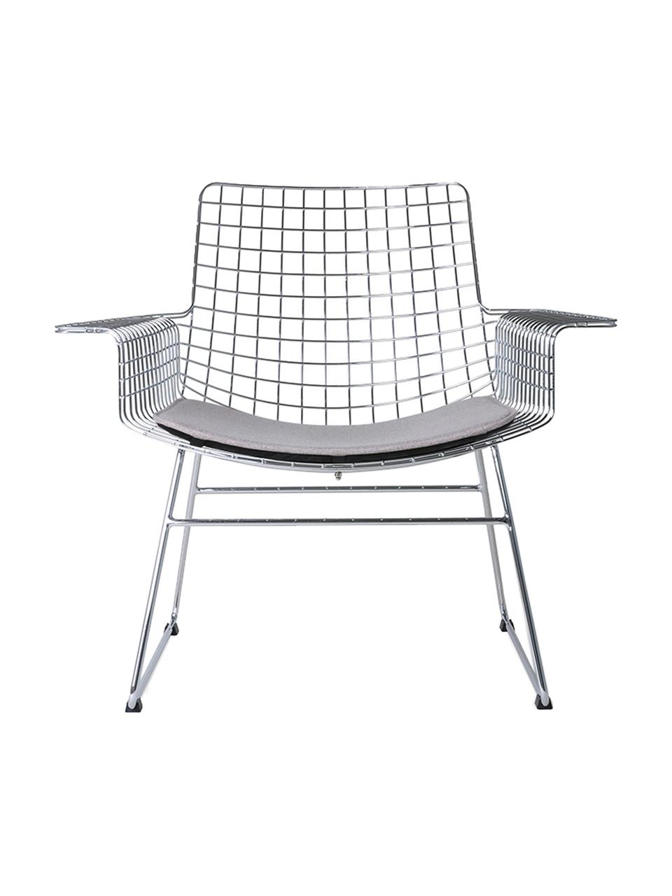 Metalen loungefauteuil Wire in chroom, Verchroomd metaal, Chroomkleurig, B 84  x D 70 cm