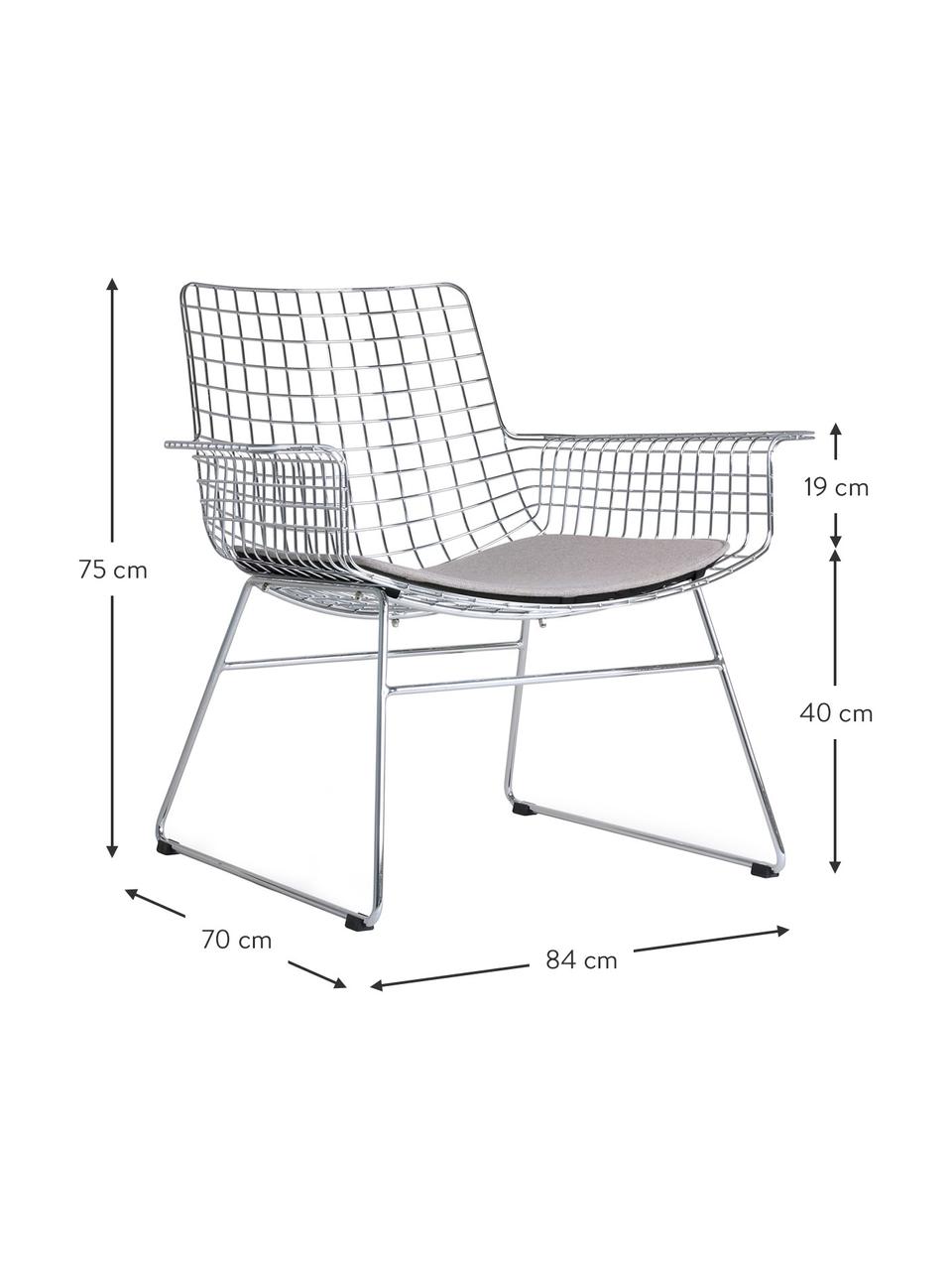 Metall-Loungesessel Wire in Chrom, Metall, verchromt, Chrom, B 84 x T 70 cm