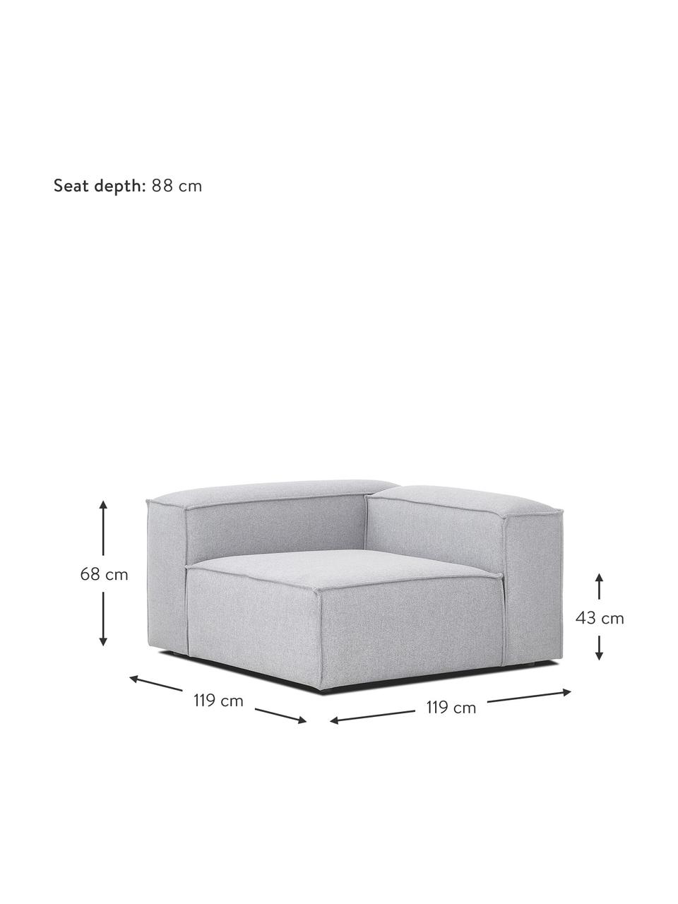 Module d'angle Lennon, Tissu gris clair, larg. 119 x prof. 119 cm, méridienne à droite