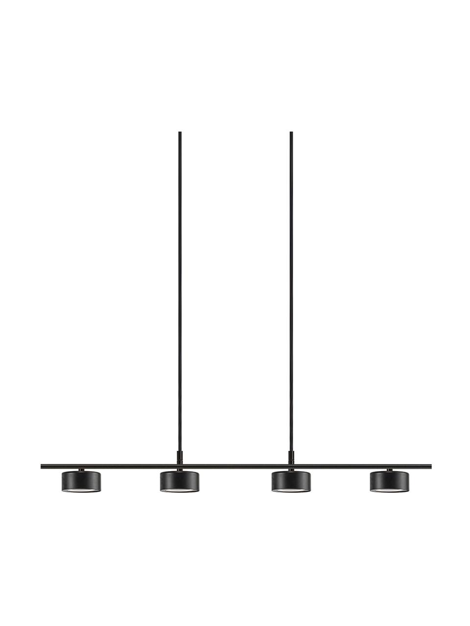 Grote dimbare LED hanglamp Clyde, Lampenkap: gecoat metaal, Baldakijn: gecoat metaal, Zwart, 115 x 10 cm