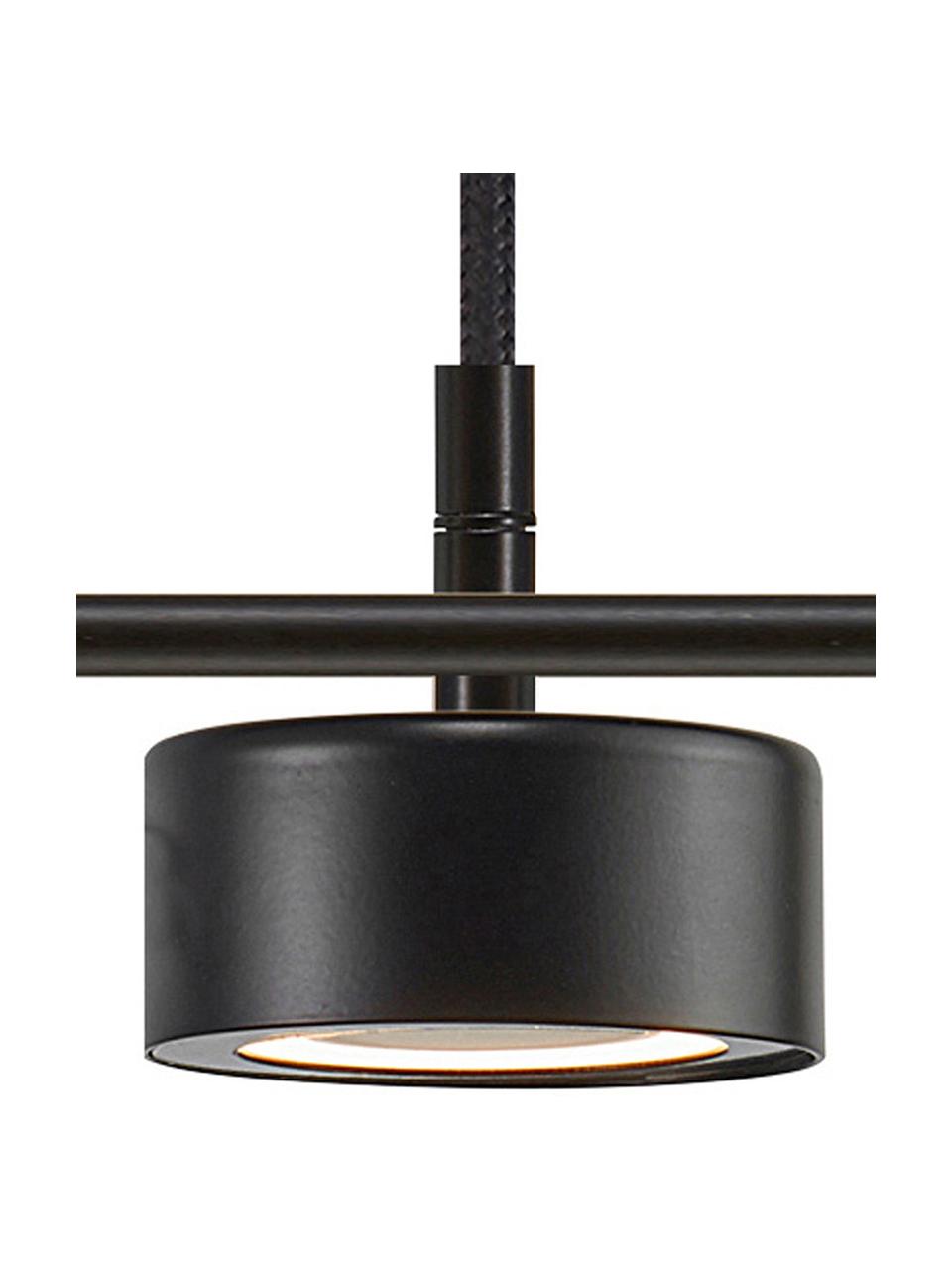 Grote dimbare LED hanglamp Clyde, Lampenkap: gecoat metaal, Baldakijn: gecoat metaal, Zwart, 115 x 10 cm