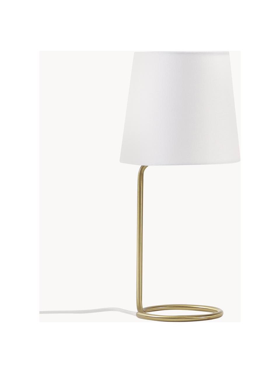 Tischlampe Cade, Lampenschirm: Textil, Lampenfuß: Metall, gebürstet, Weiß, Goldfarben, Ø 19 x H 42 cm