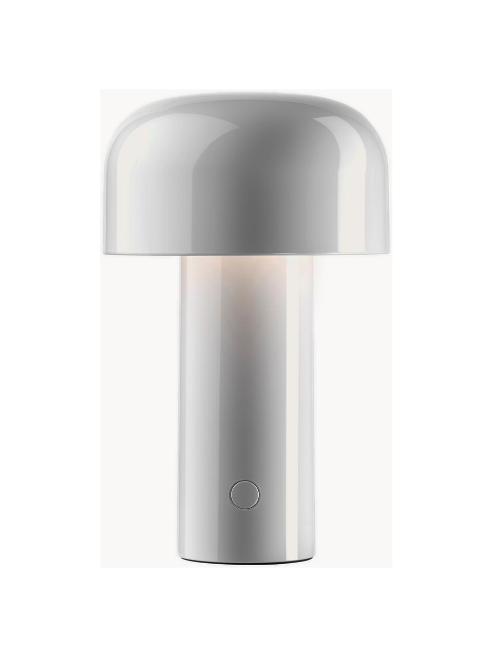 Kleine mobiele LED tafellamp Bellhop, dimbaar, Kunststof, Wit, glanzend, Ø 13 x H 20 cm