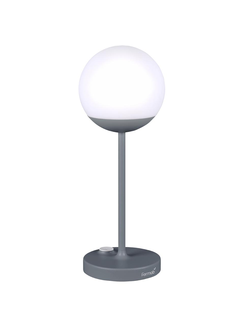 Mobile LED-Aussentischlampe Mooon, Lampenschirm: Kunststoff, Gewittergrau, Ø 15 x H 41 cm