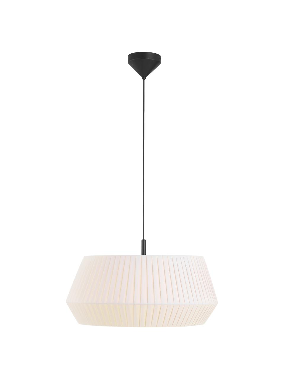 Lampa wisząca z plisowanej tkaniny Dicte, Biały, czarny, Ø 53 x W 29 cm