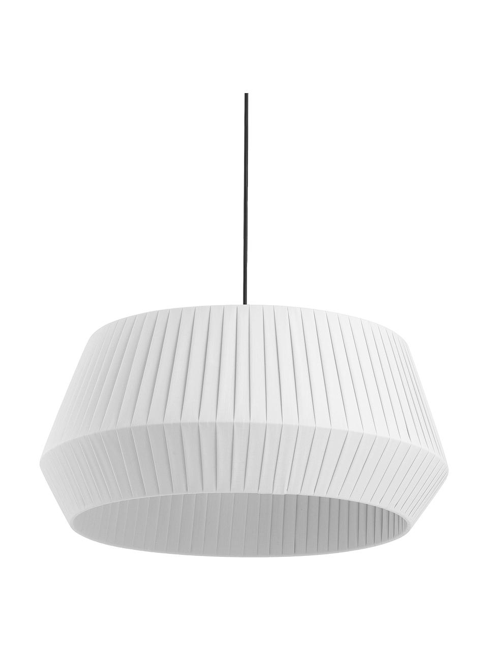 Lampa wisząca z plisowanej tkaniny Dicte, Biały, czarny, Ø 53 x W 29 cm