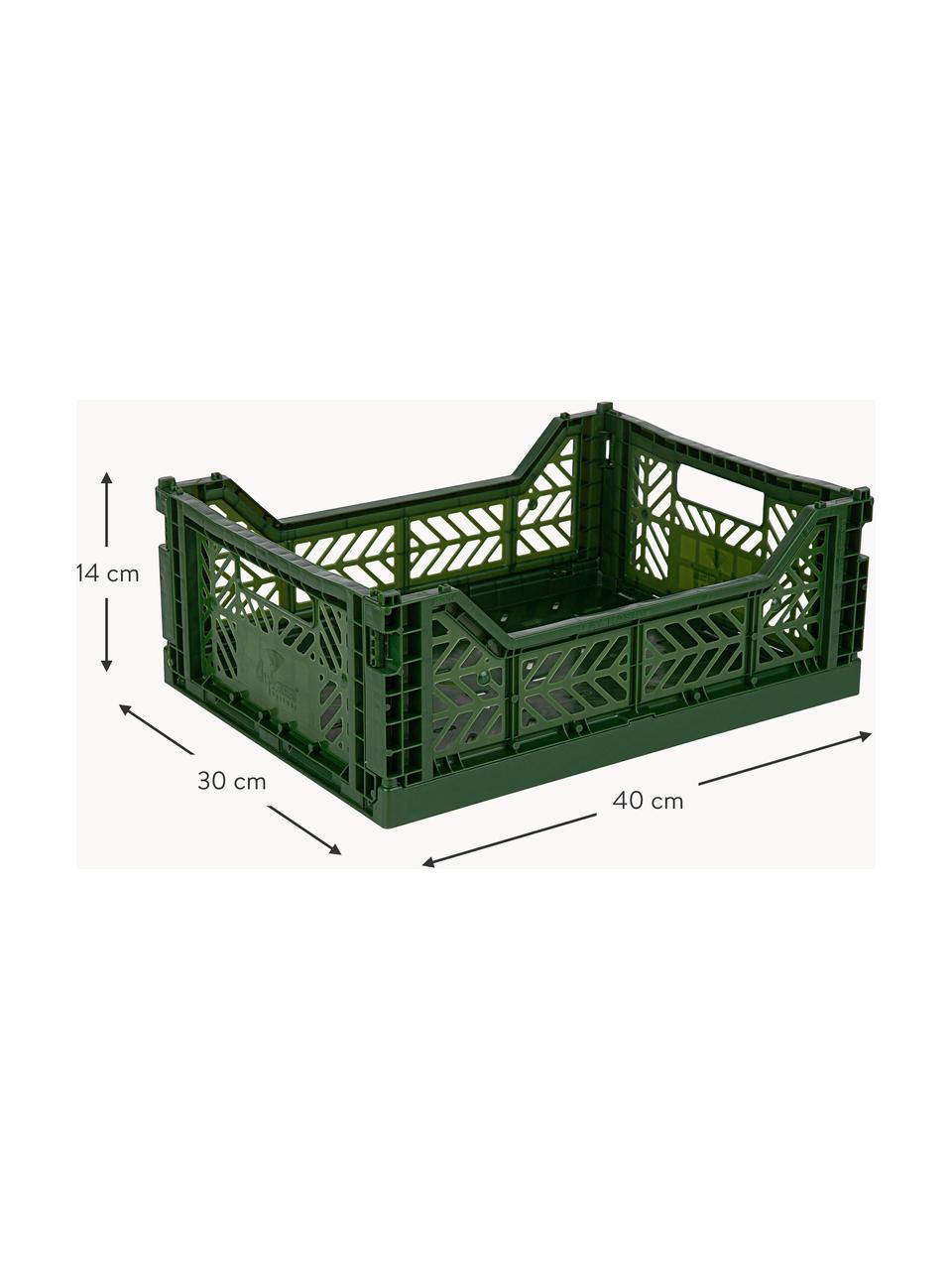 Caisson de rangement pliable Midi, larg. 40 cm, Plastique, Vert foncé, larg. 40 x prof. 30 cm